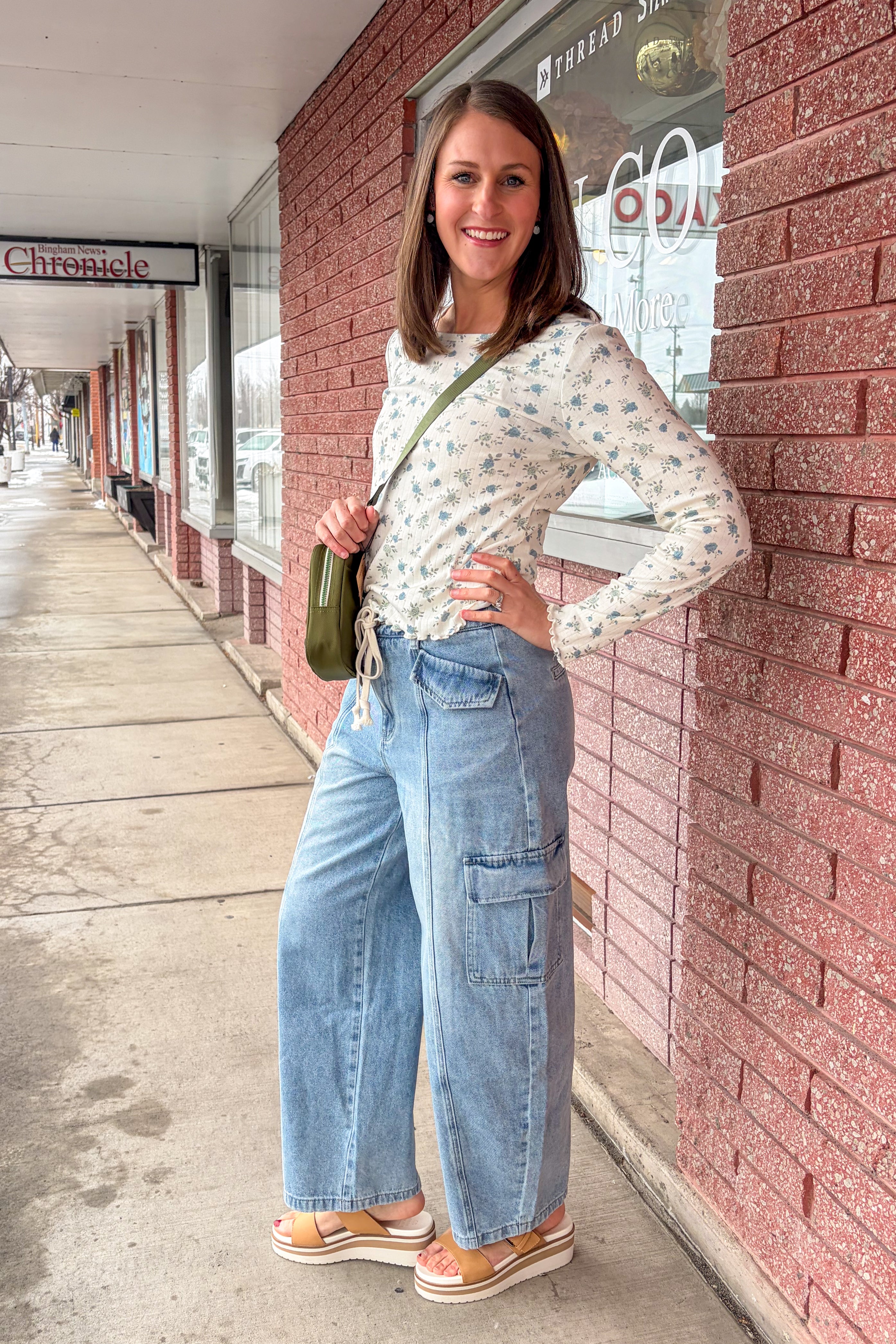 Long Sleeve Ribbed Tee in Eucalyptus Sky Blouse Mikarose- Tilden Co.