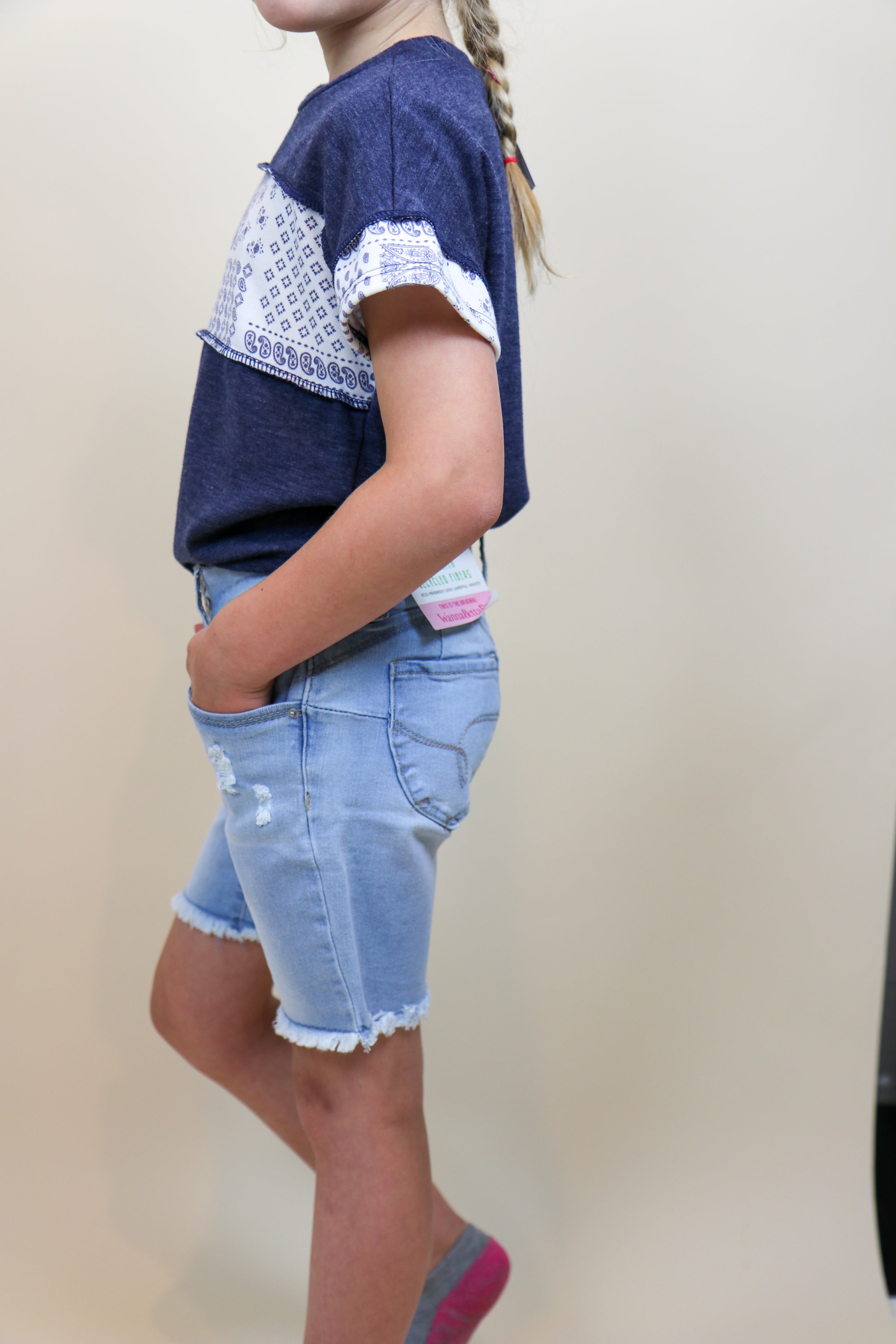 Girls Bike Short Jeans - Ripped Light Wash - Final Sale Bermuda Shorts YMI Jeanswear- Tilden Co.