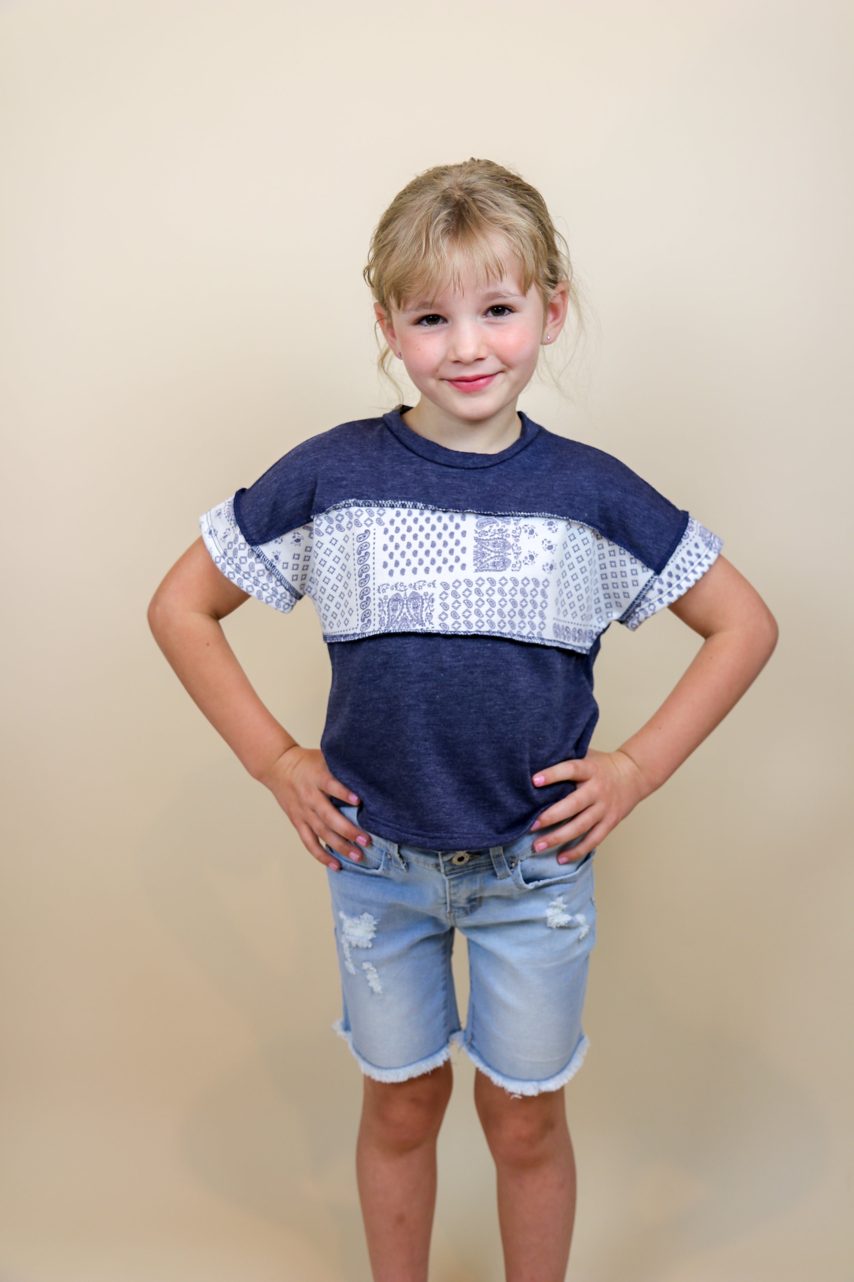 Paisley Print Color Block Top Shirts & Tops 12 PM by Mon Ami- Tilden Co.