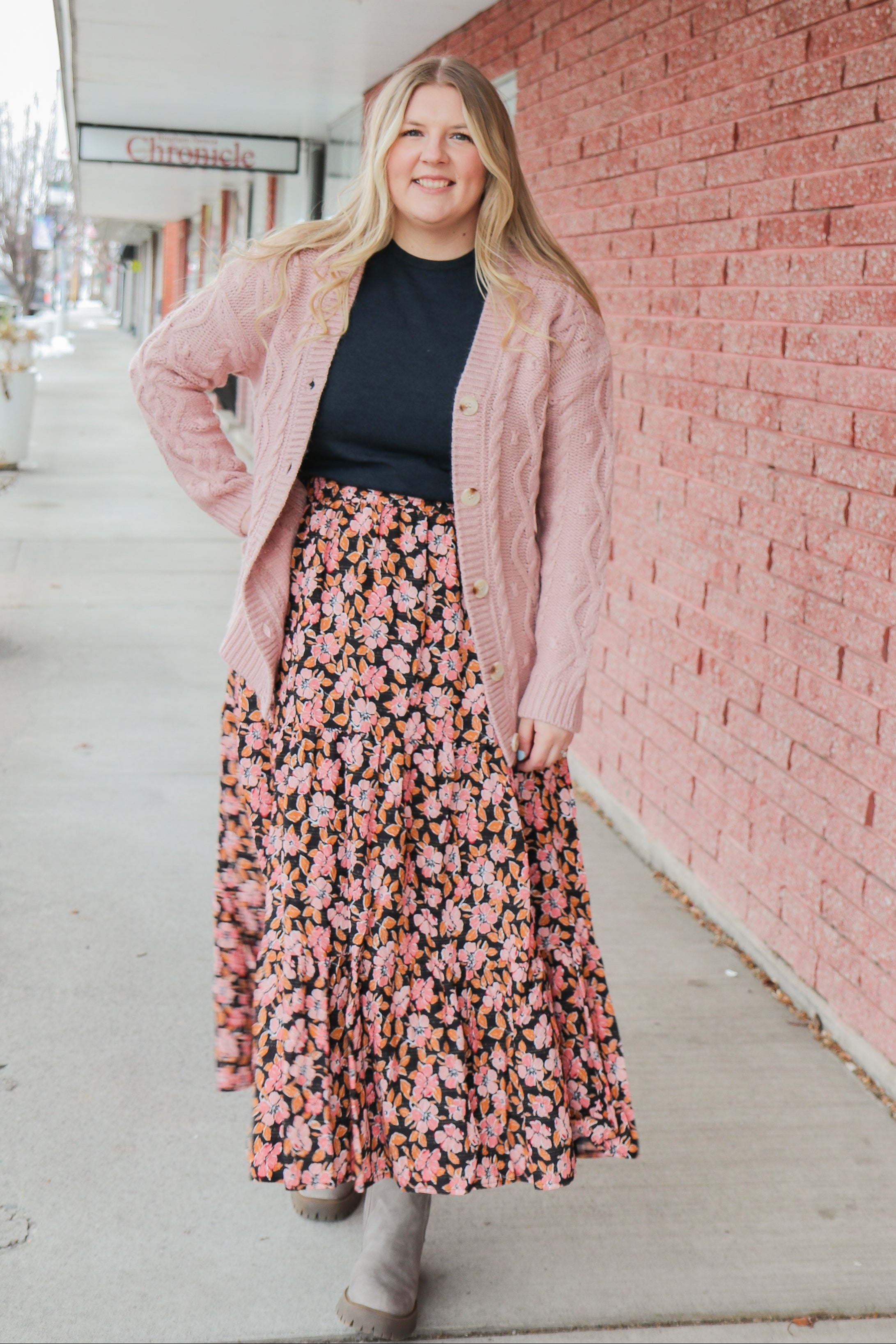 Tiered Maxi Skirt in Persimmon maxi skirt Mikarose- Tilden Co.