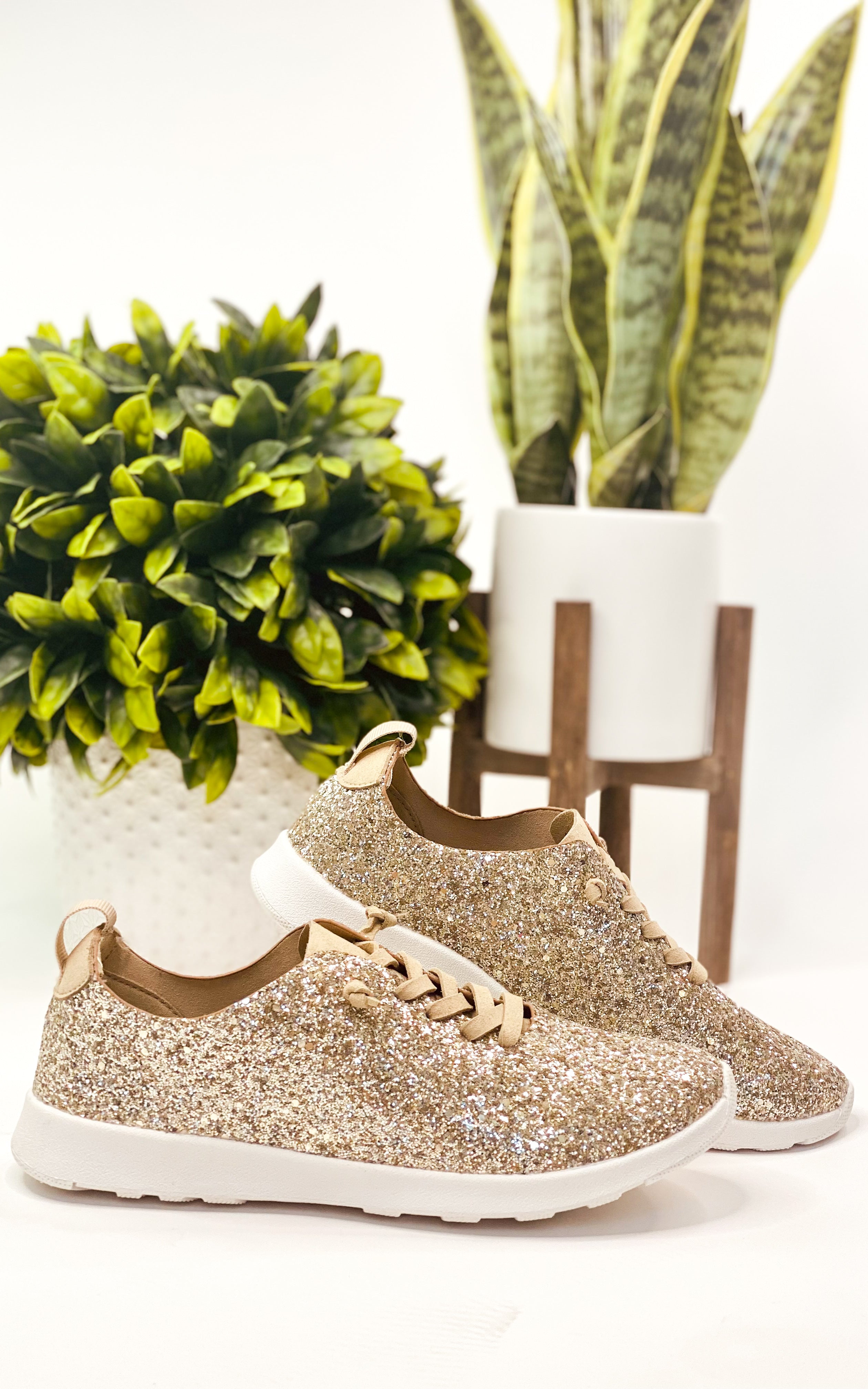 Mayo Glitter Sneaker in Gold 120 Sneakers Naughty Monkey- Tilden Co.