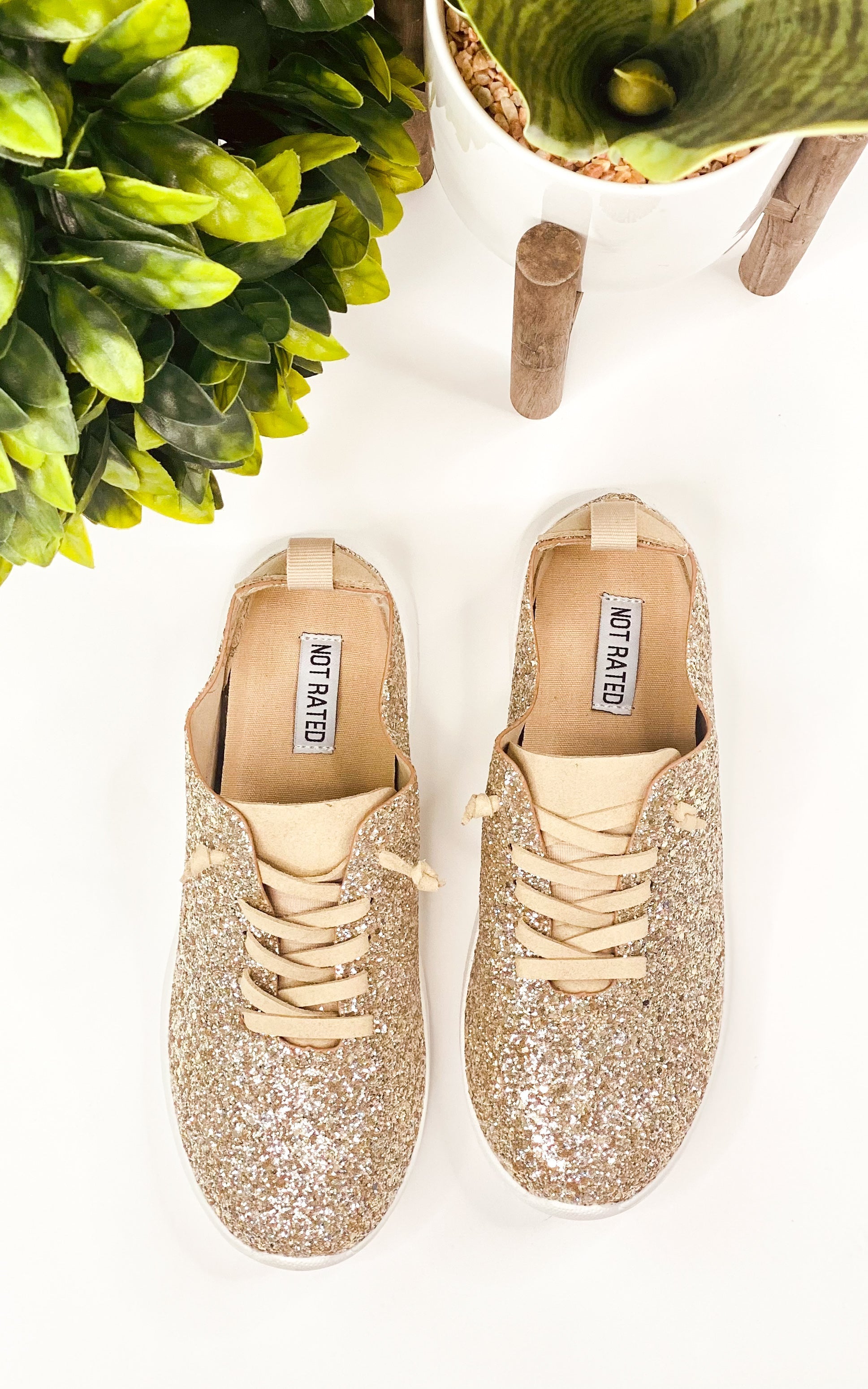 Mayo Glitter Sneaker in Gold 120 Sneakers Naughty Monkey- Tilden Co.