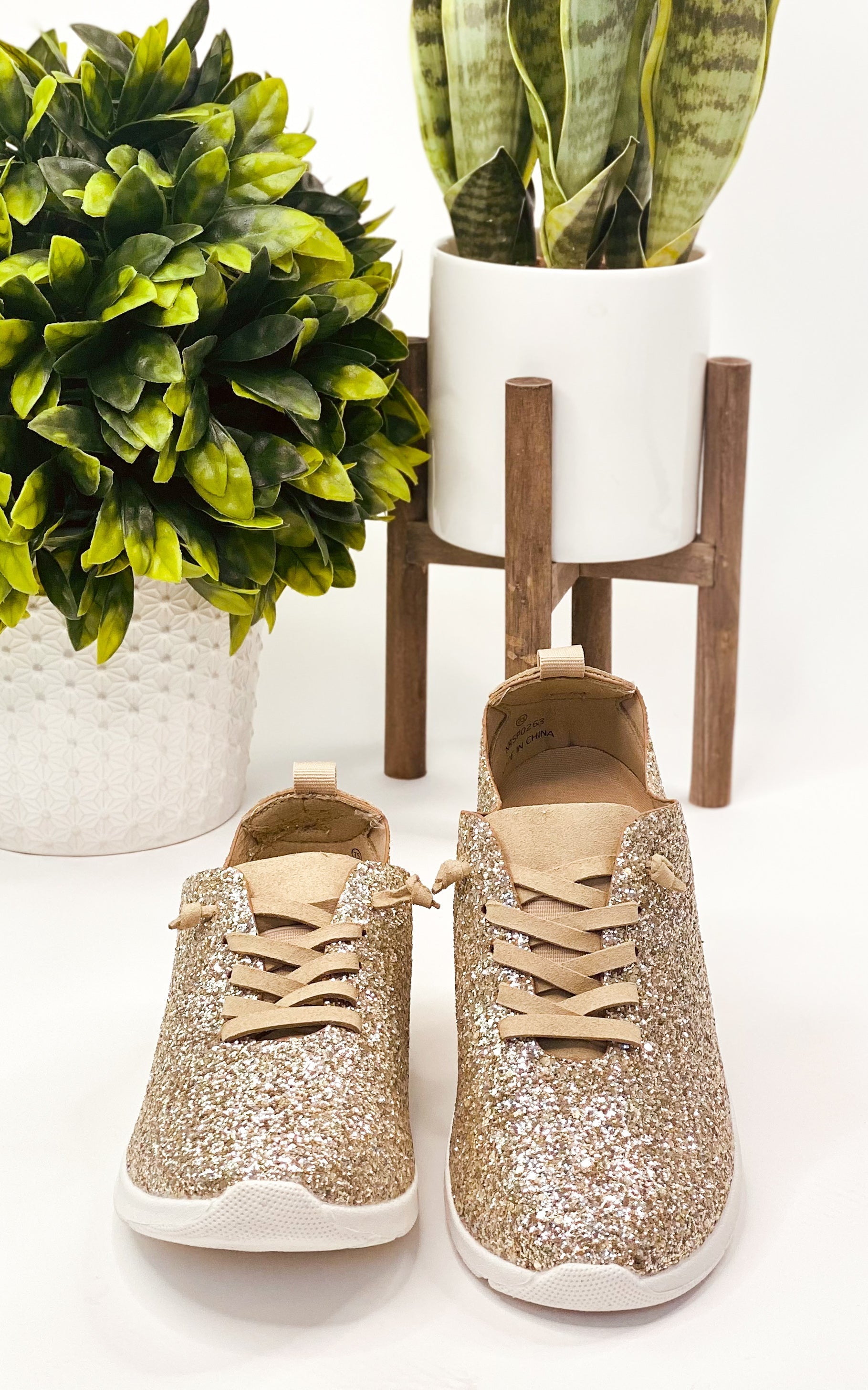 Mayo Glitter Sneaker in Gold 120 Sneakers Naughty Monkey- Tilden Co.