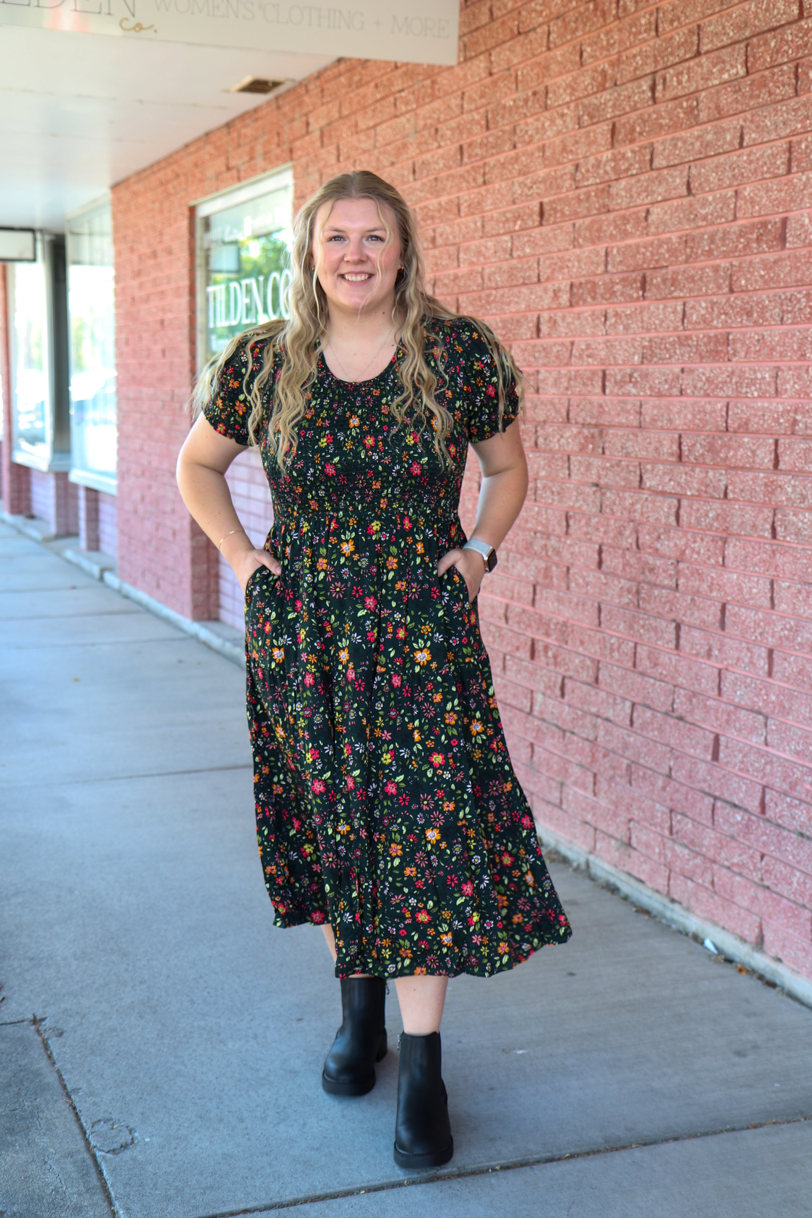 The McCall Dress in Hunter Green Shirts & Tops Mikarose- Tilden Co.
