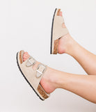 Mickie Western Slides in Cream 130 Sandals Naughty Monkey- Tilden Co.