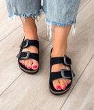 Mickie Western Slides in Black 130 Sandals Naughty Monkey- Tilden Co.