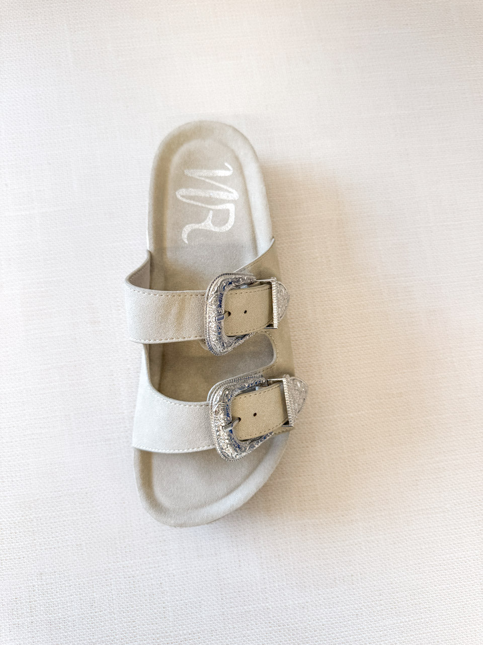 Mickie Western Slides in Cream 130 Sandals Naughty Monkey- Tilden Co.