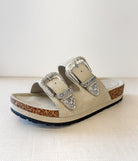 Mickie Western Slides in Cream 130 Sandals Naughty Monkey- Tilden Co.