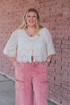 Blushing Bloom Embroidered Blouse – Ivory Blouse AnnieWear- Tilden Co.
