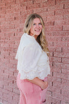 Blushing Bloom Embroidered Blouse – Ivory Blouse AnnieWear- Tilden Co.