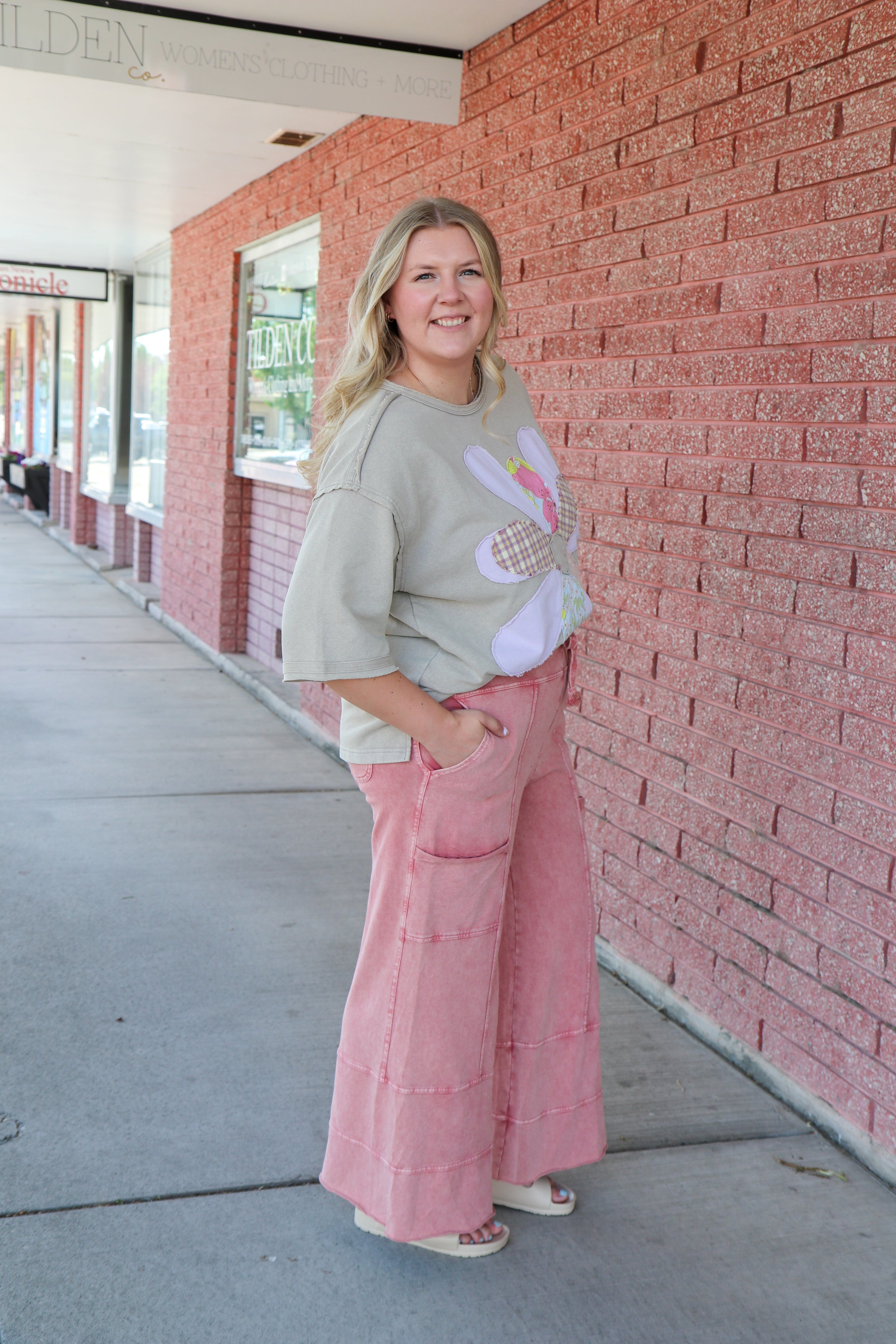 Mineral Washed Terry Knit Pants Mauve / Small Mauve Small Casual Pants Easel- Tilden Co.