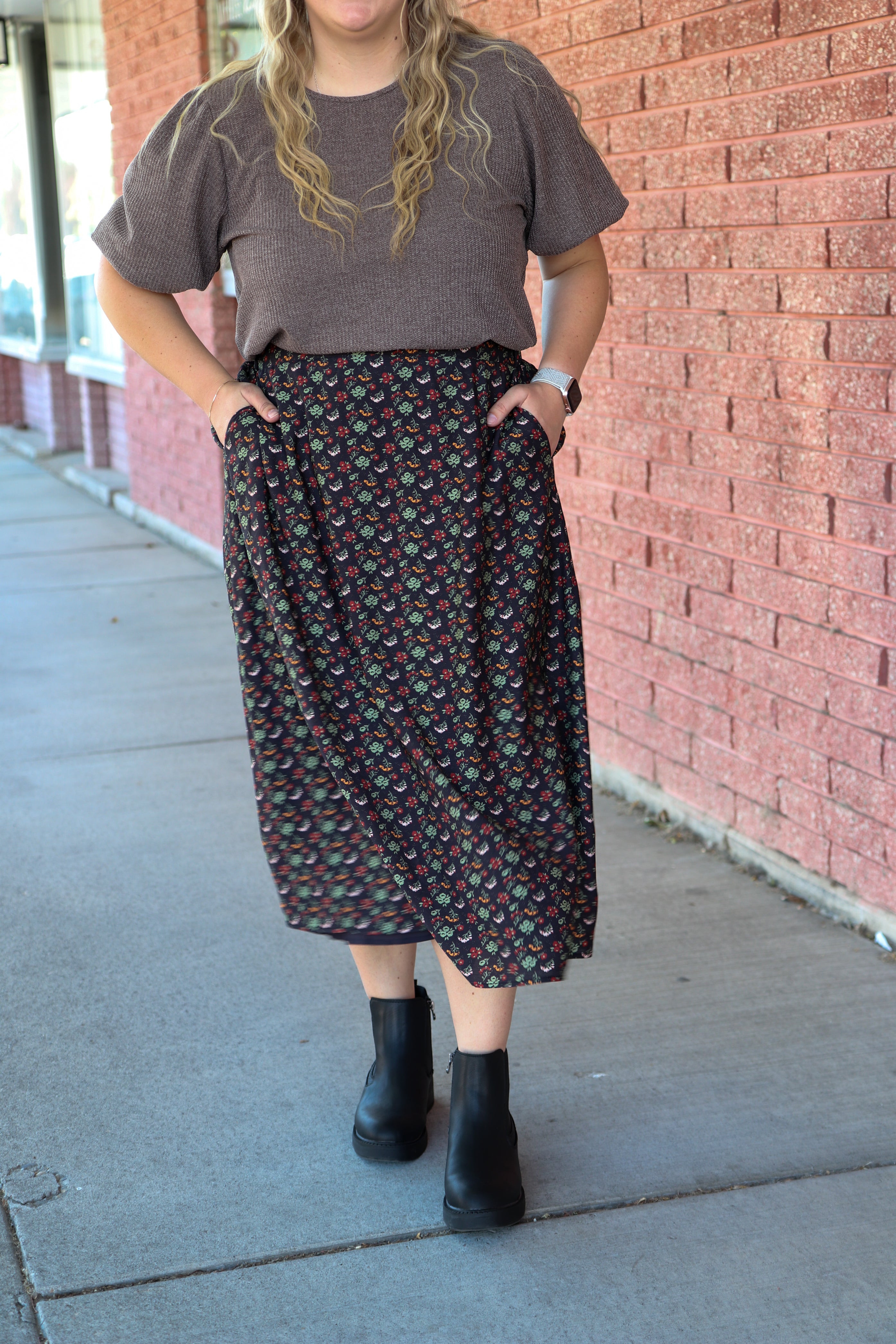 Midi Skirt in Heritage Petals Shirts & Tops Mikarose- Tilden Co.