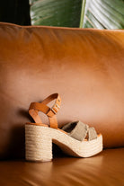 Nana Platform Sandals in Khaki 140 Wedges Naughty Monkey- Tilden Co.