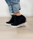 Nick Fringe Sneaker Wedge in Black 120 Sneakers Naughty Monkey- Tilden Co.