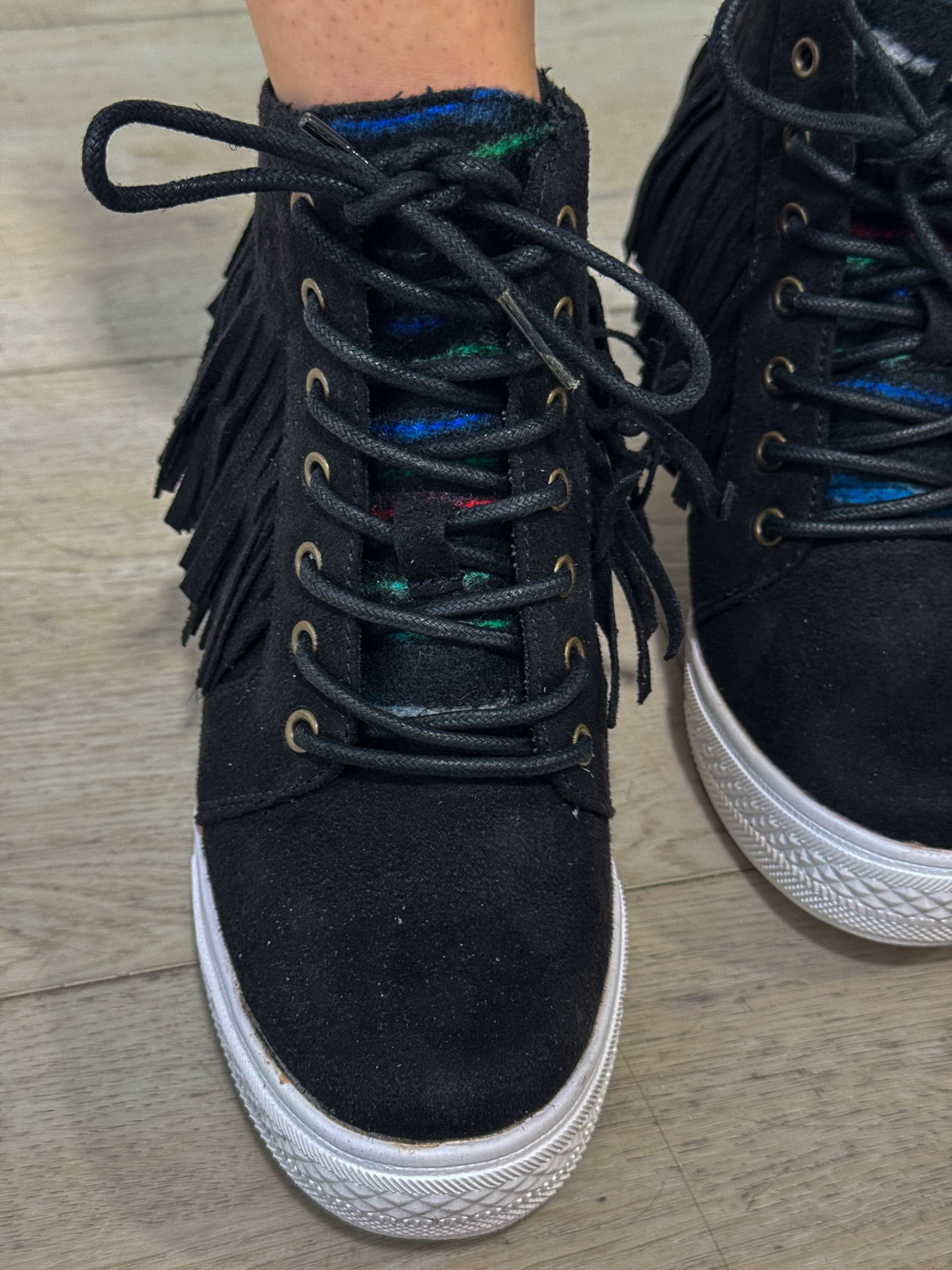 Nick Fringe Sneaker Wedge in Black 120 Sneakers Naughty Monkey- Tilden Co.