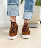 Nick Fringe Sneaker Wedge in Brown 120 Sneakers Naughty Monkey- Tilden Co.
