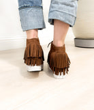 Nick Fringe Sneaker Wedge in Brown 120 Sneakers Naughty Monkey- Tilden Co.