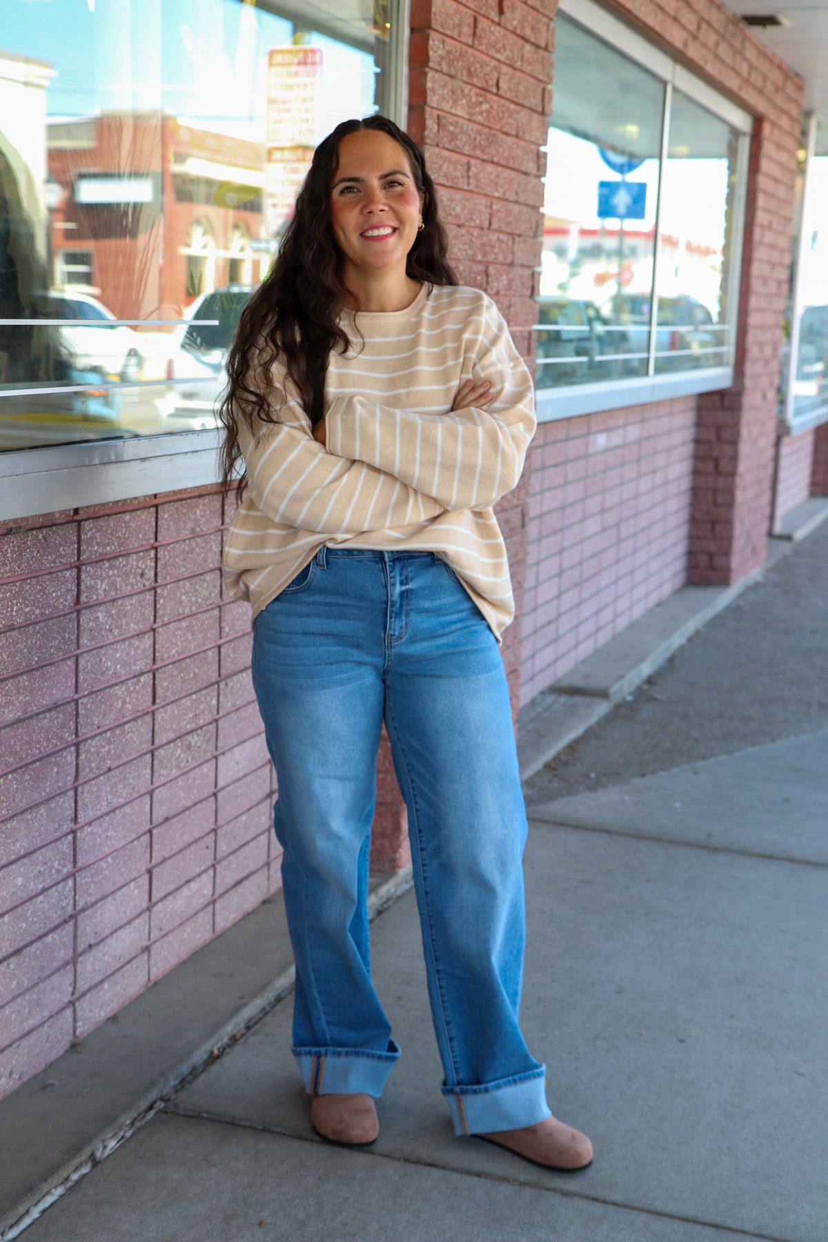 Oatmeal Striped Sweater Sweater Sewn and Seen- Tilden Co.