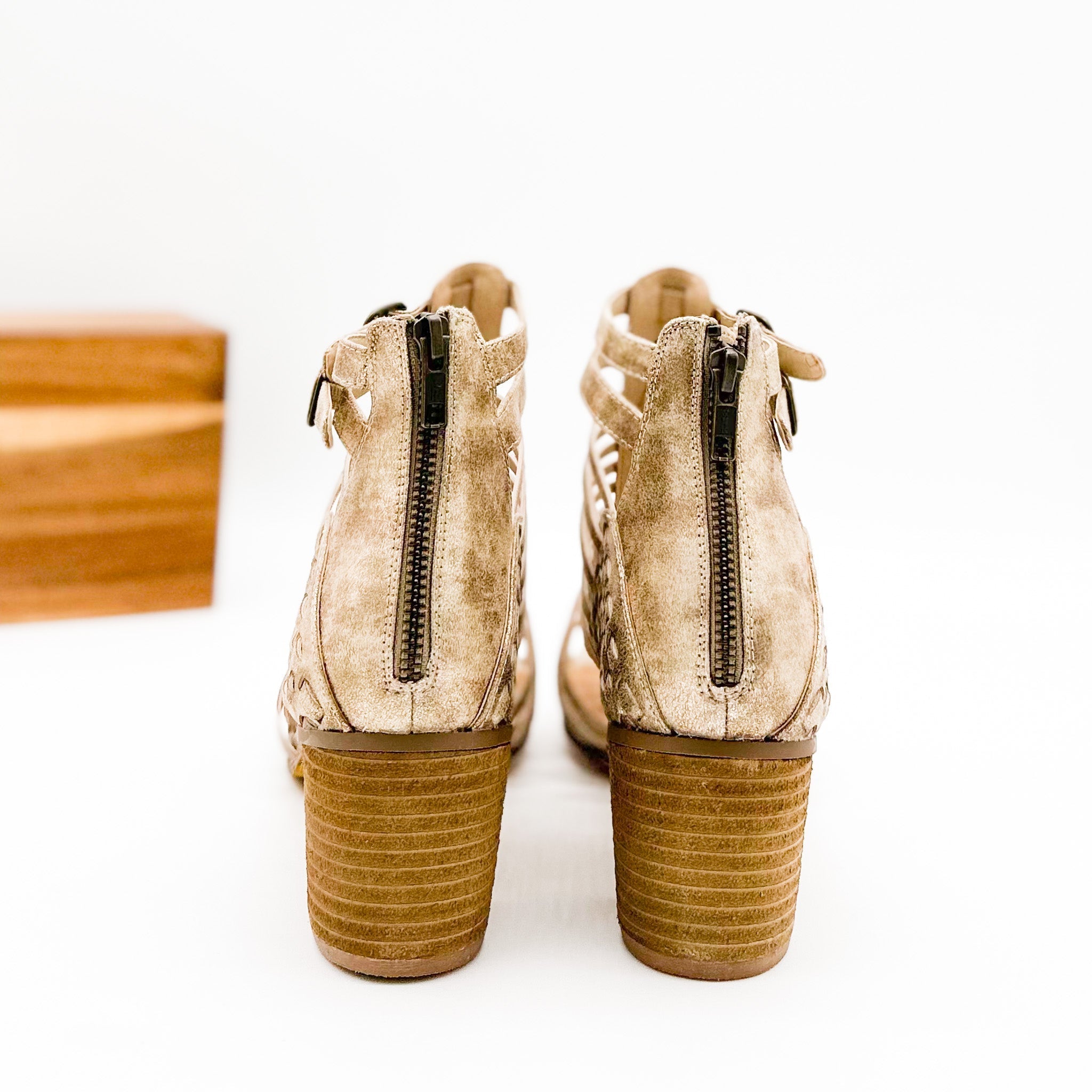 Ofanto Heeled Sandal in Gold 130 Sandals Naughty Monkey- Tilden Co.