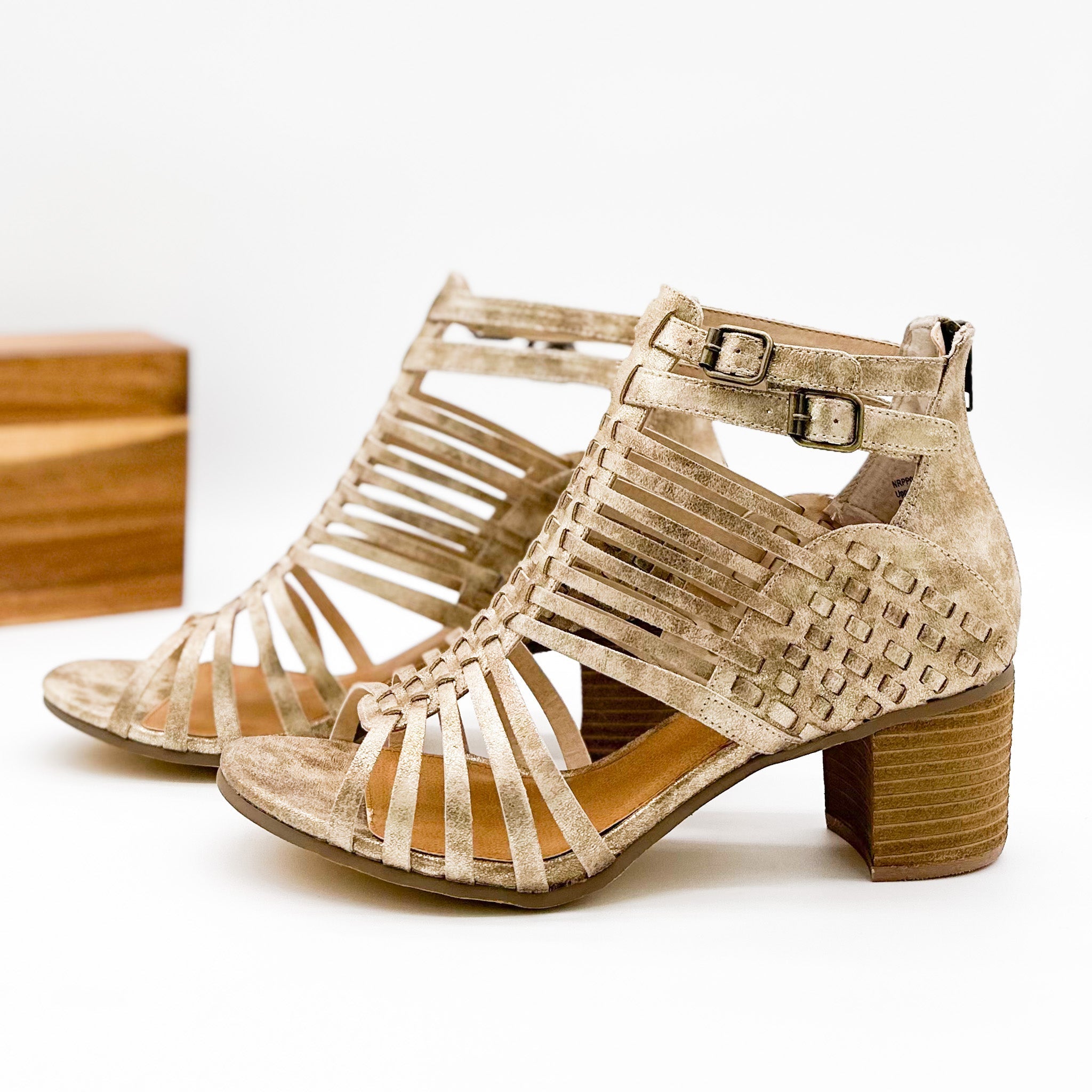 Ofanto Heeled Sandal in Gold 130 Sandals Naughty Monkey- Tilden Co.