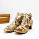 Ofanto Heeled Sandal in Gold 130 Sandals Naughty Monkey- Tilden Co.