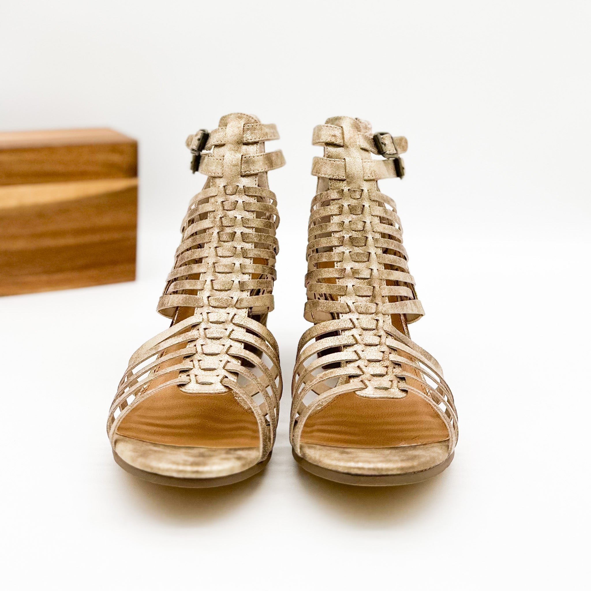 Ofanto Heeled Sandal in Gold 130 Sandals Naughty Monkey- Tilden Co.