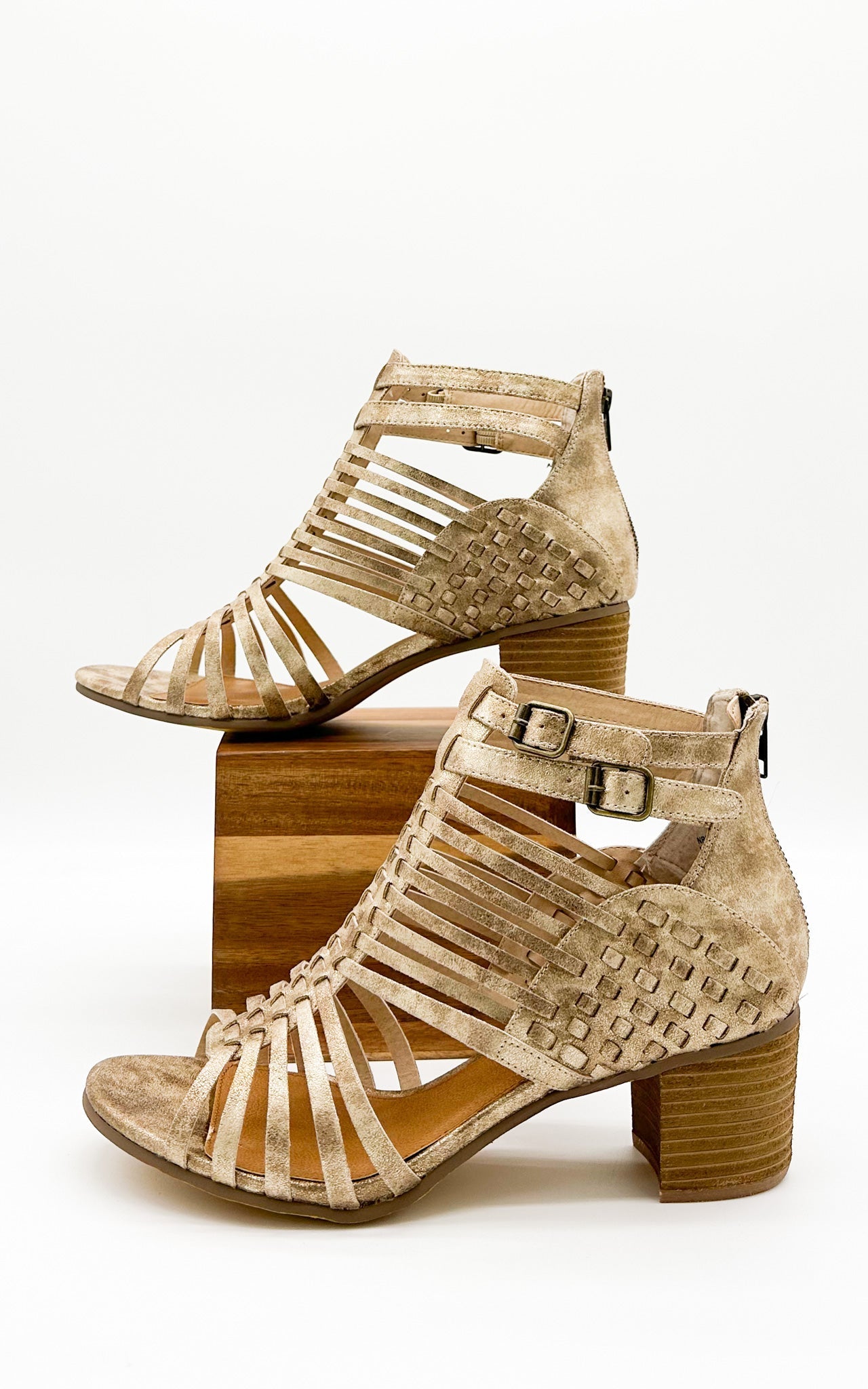 Ofanto Heeled Sandal in Gold 130 Sandals Naughty Monkey- Tilden Co.