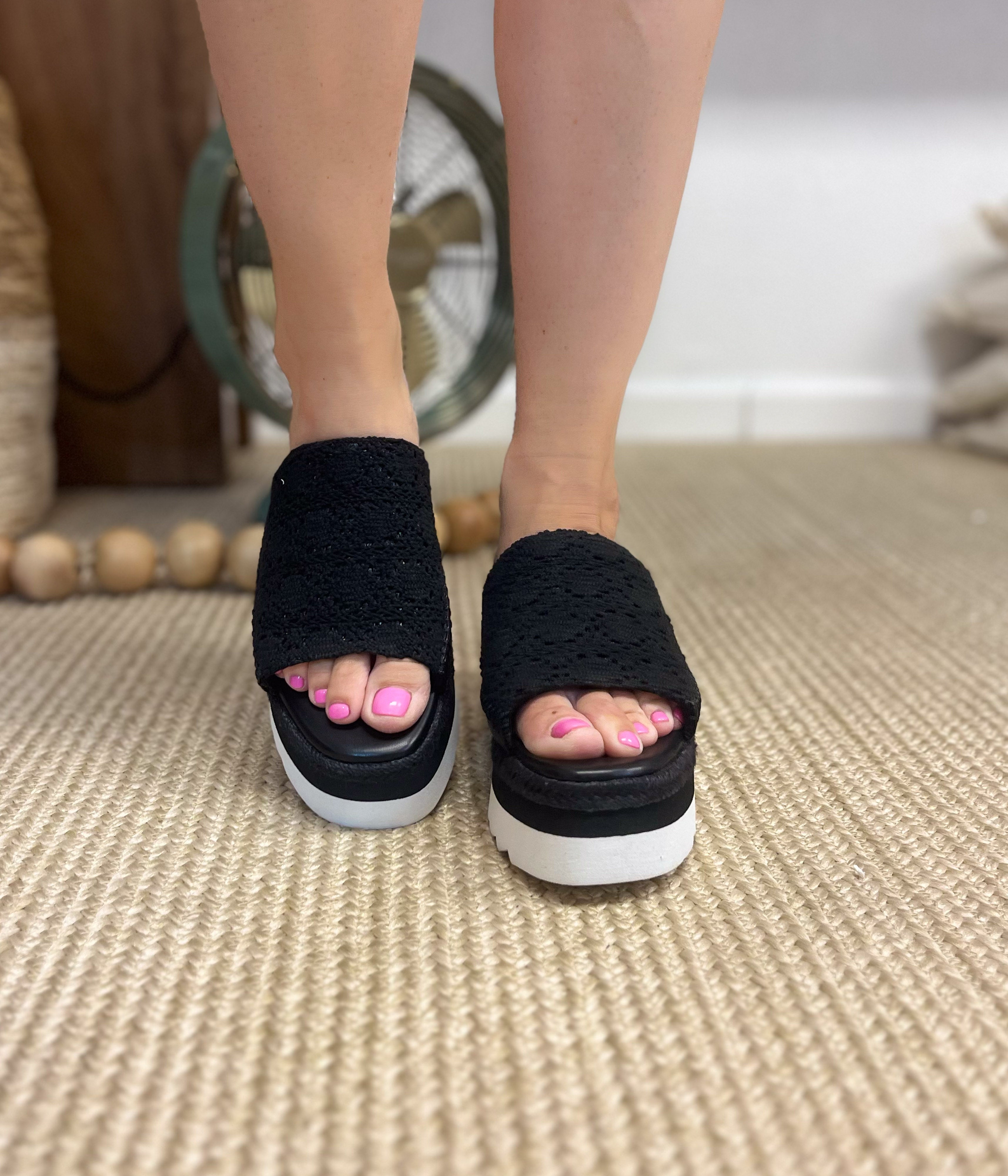 Ophelia Wedges in Black 140 Wedges Ave Shops- Tilden Co.