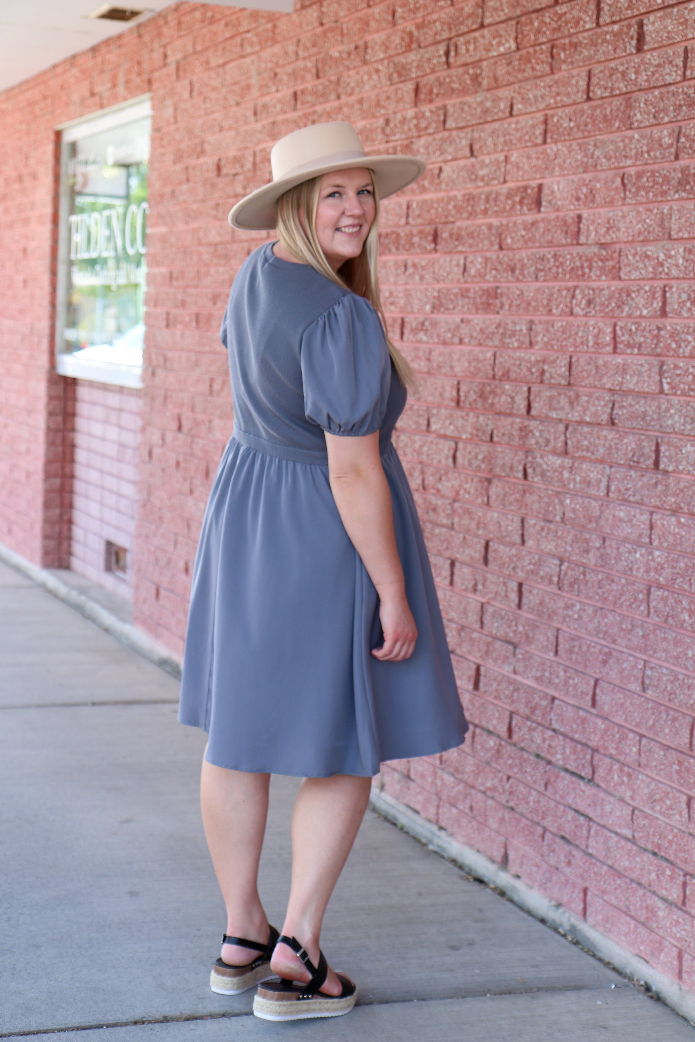 The Ophelia Dress in Cornflower Blue Shirts & Tops Mikarose- Tilden Co.