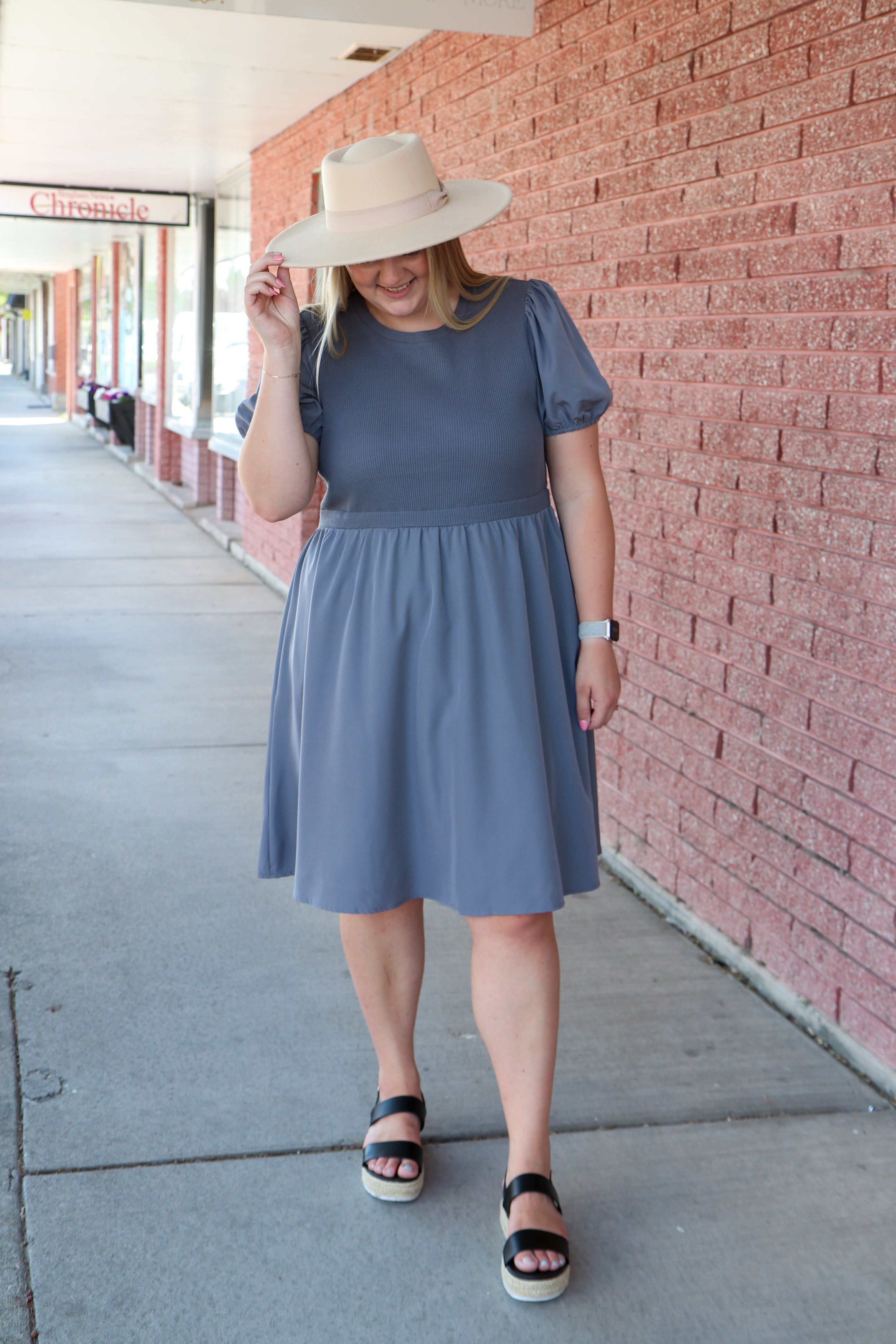 The Ophelia Dress in Cornflower Blue Shirts & Tops Mikarose- Tilden Co.