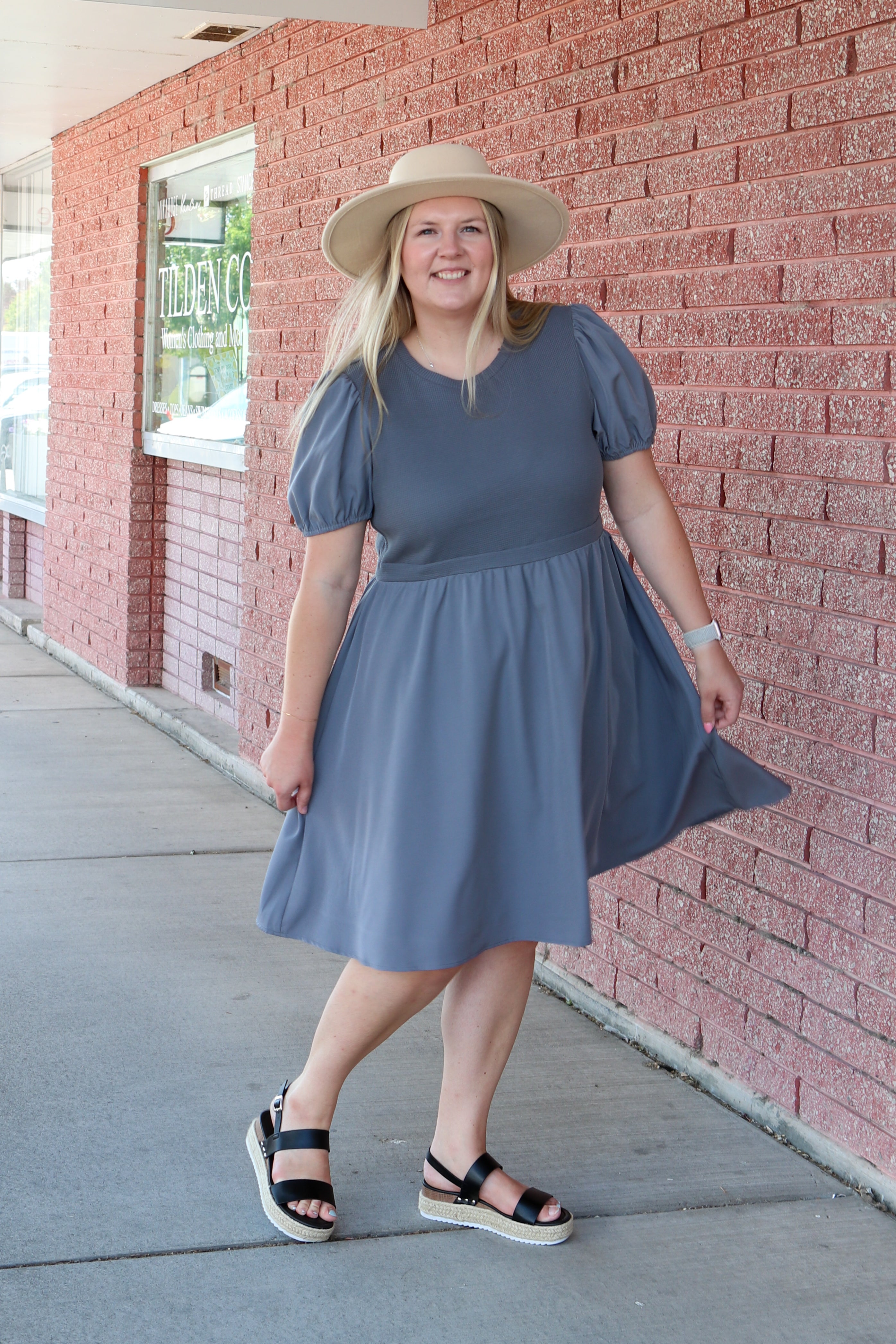 The Ophelia Dress in Cornflower Blue Shirts & Tops Mikarose- Tilden Co.