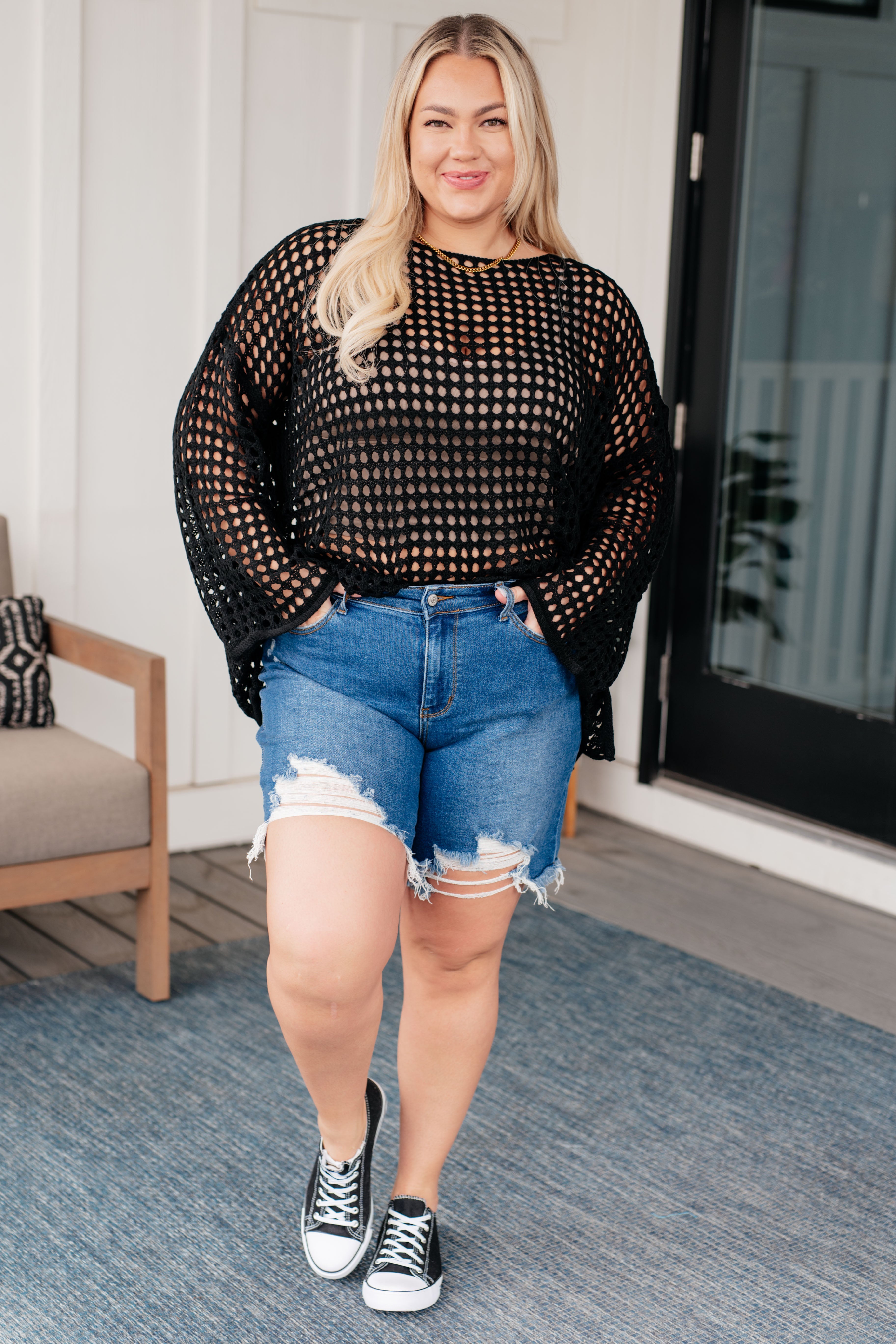 Ask Anyway Fishnet Sweater – Tilden Co. LLC