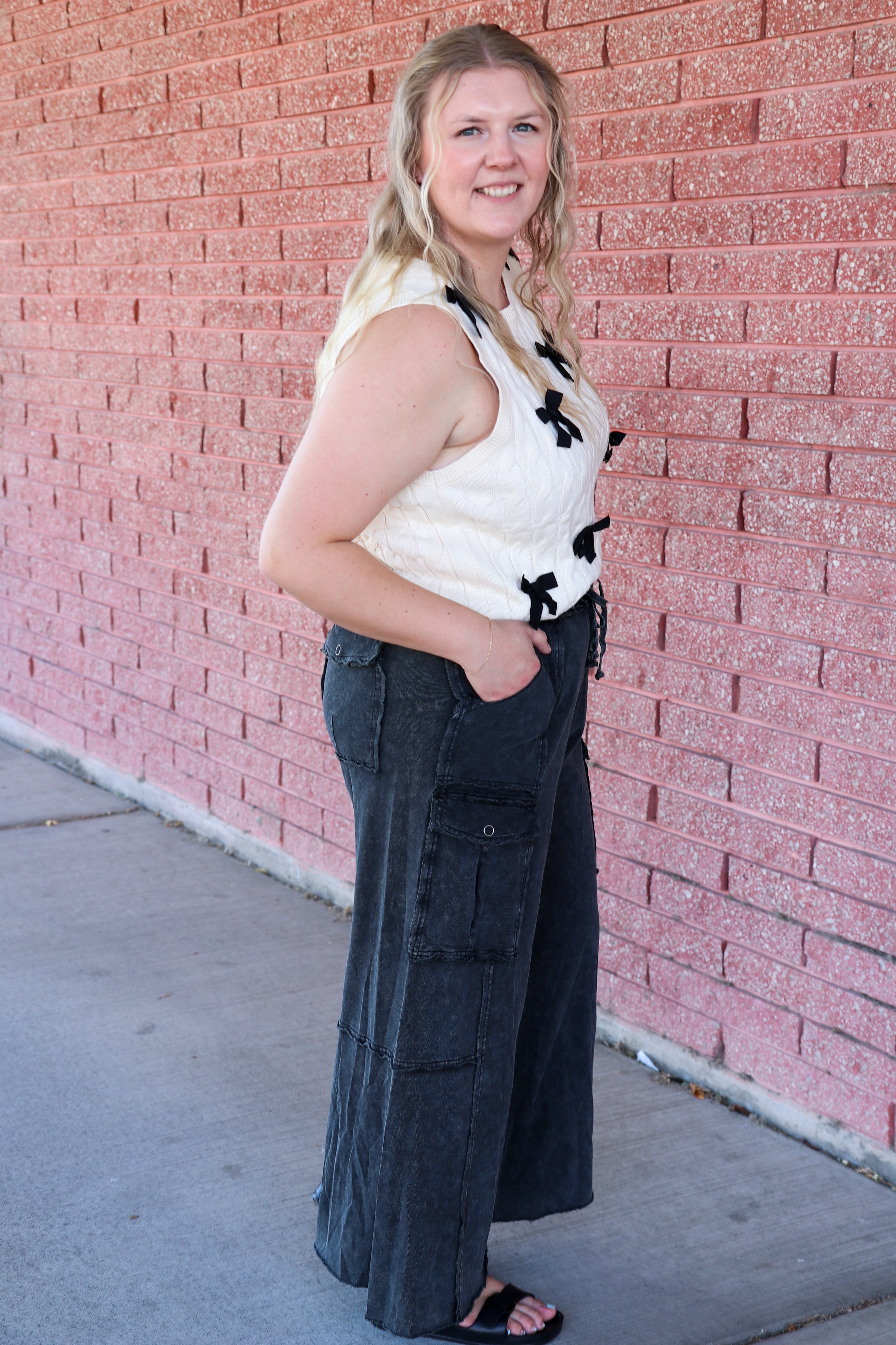 Plus Size Mineral Washed Terry Knit Pants Casual Pants Easel- Tilden Co.