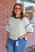 Polka Dot Contrast Trim Top T-Shirt Sewn and Seen- Tilden Co.