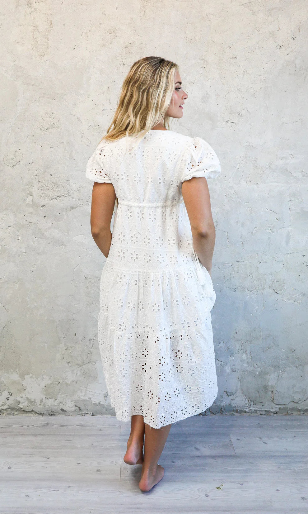 Randa Dress in White Eyelet    Dress Mikarose- Tilden Co.