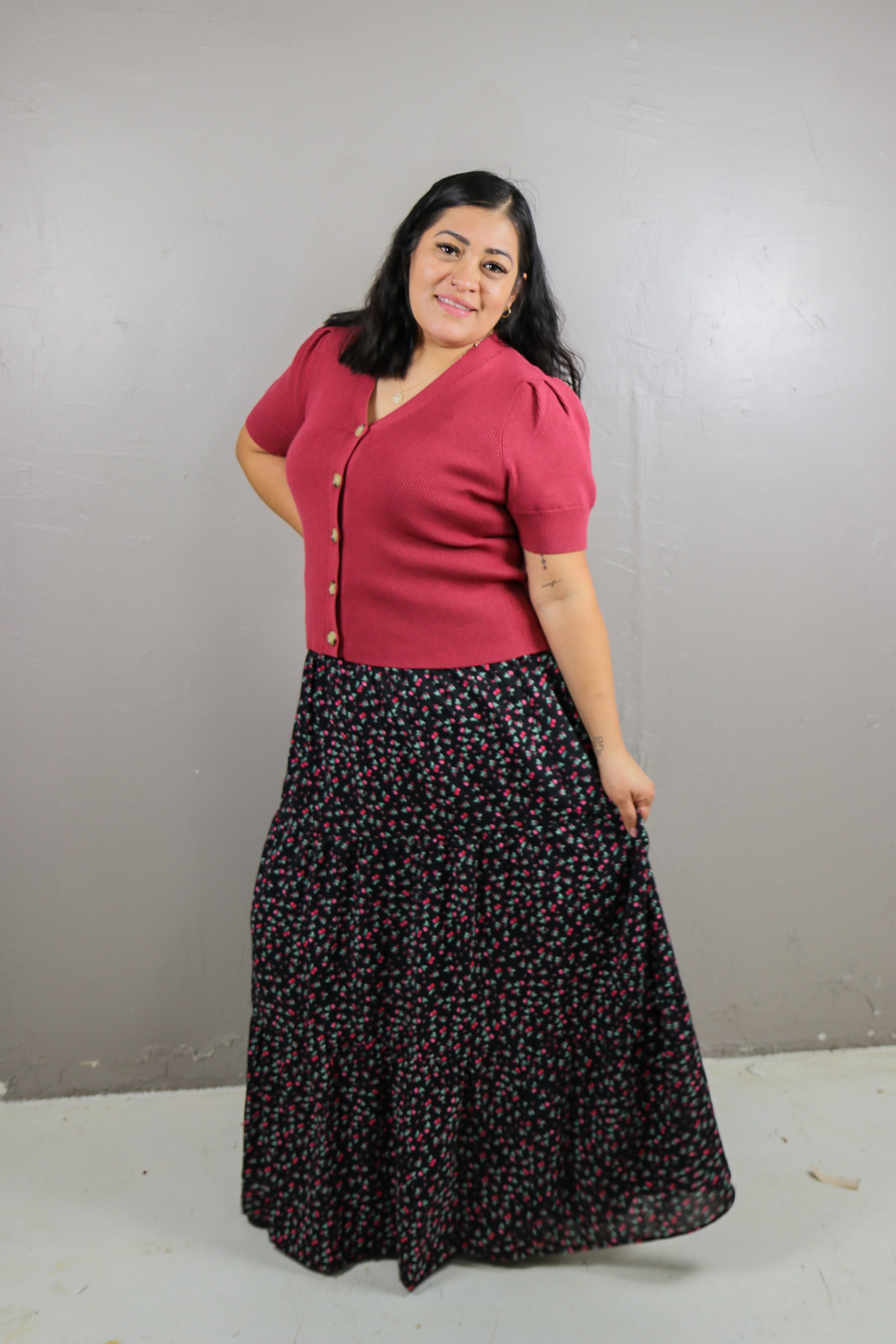 Short Sleeve Cardigan in Red Bud Tees Mikarose- Tilden Co.