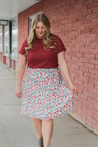 Midi Slip Skirt in Brushed Floral Skirts Mikarose- Tilden Co.