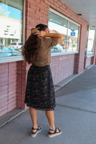 Midi Slip Skirt in Blackfern Knee Length Skirt Mikarose- Tilden Co.