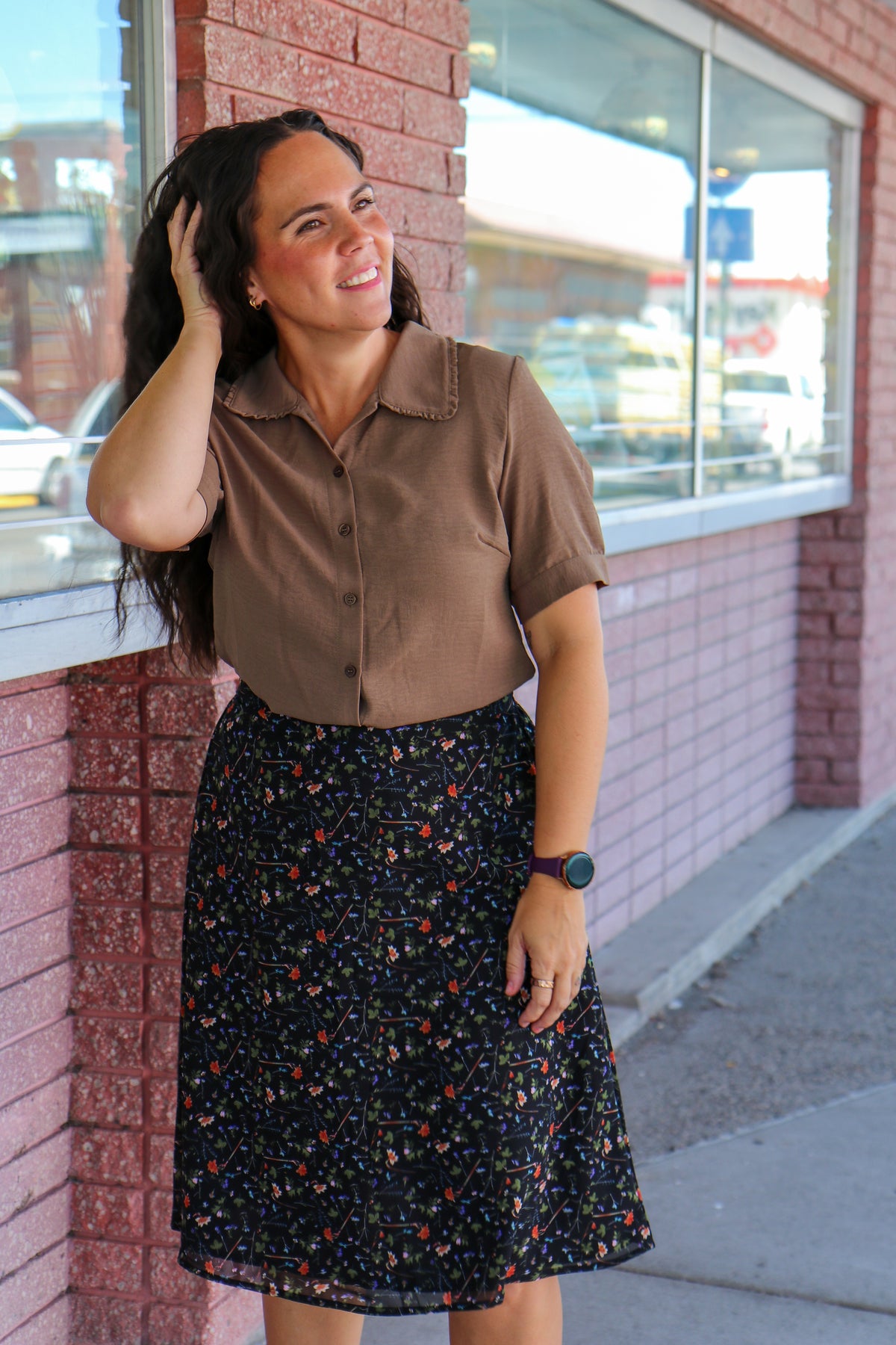 Midi Slip Skirt in Blackfern Knee Length Skirt Mikarose- Tilden Co.
