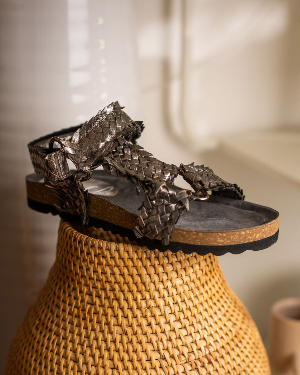 River Dance Woven Sandal in Pewter 130 Sandals Naughty Monkey- Tilden Co.