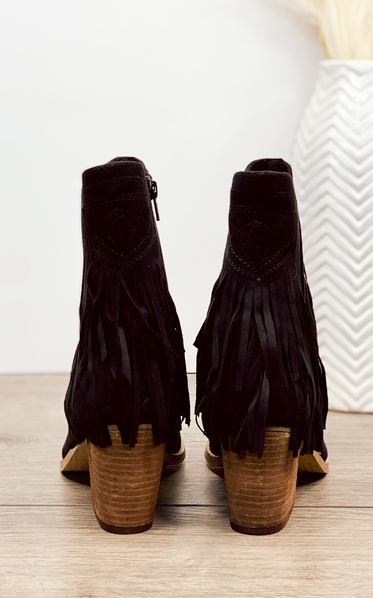 Sandra Fringe Booties in Black 110 Fashion Boots Naughty Monkey- Tilden Co.