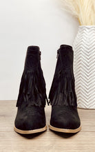 Sandra Fringe Booties in Black 110 Fashion Boots Naughty Monkey- Tilden Co.