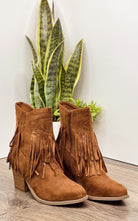 Sandra Fringe Booties in Tan 110 Fashion Boots Naughty Monkey- Tilden Co.
