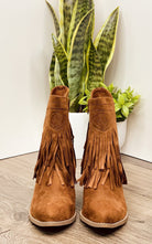 Sandra Fringe Booties in Tan 110 Fashion Boots Naughty Monkey- Tilden Co.