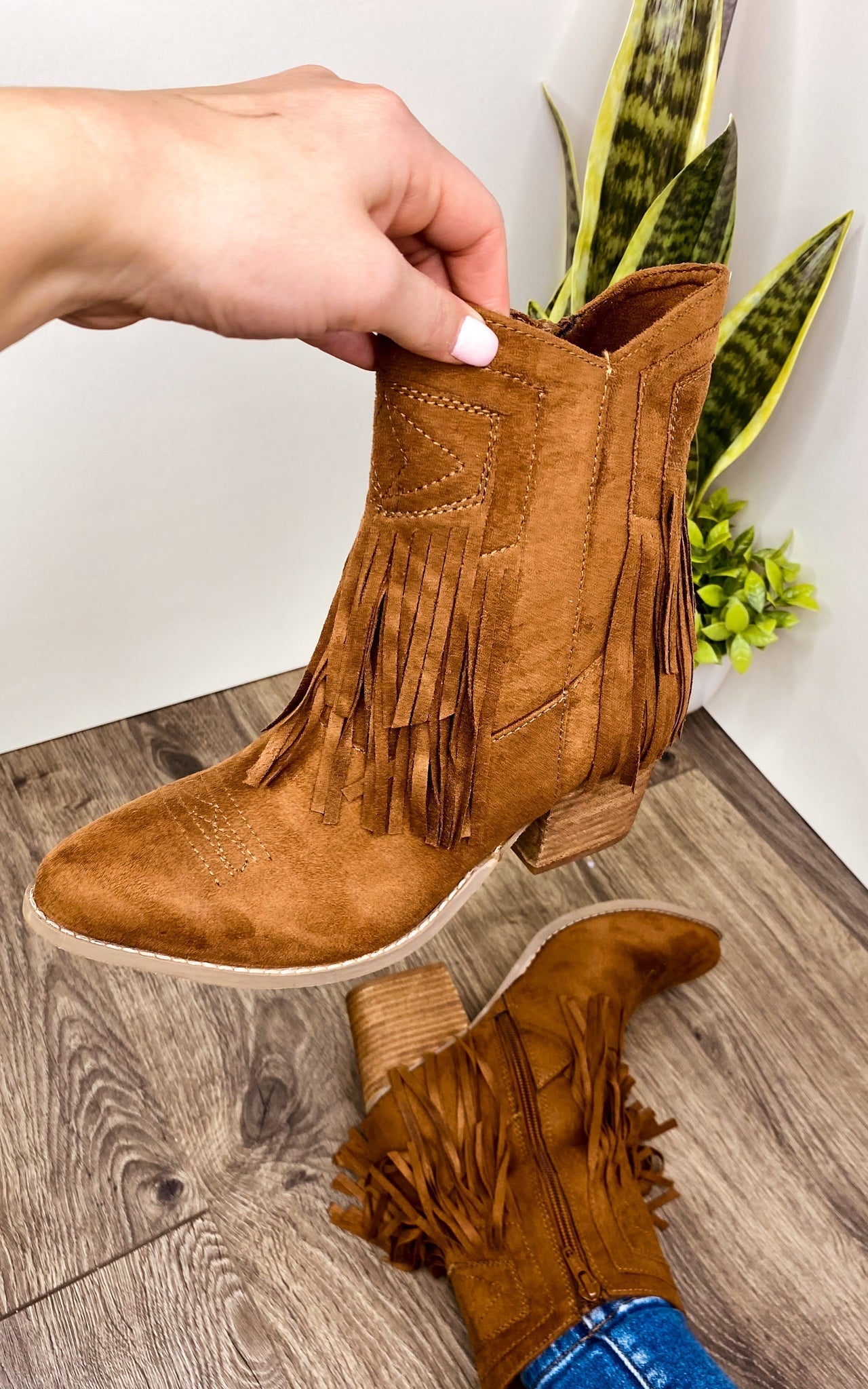 Sandra Fringe Booties in Tan 110 Fashion Boots Naughty Monkey- Tilden Co.