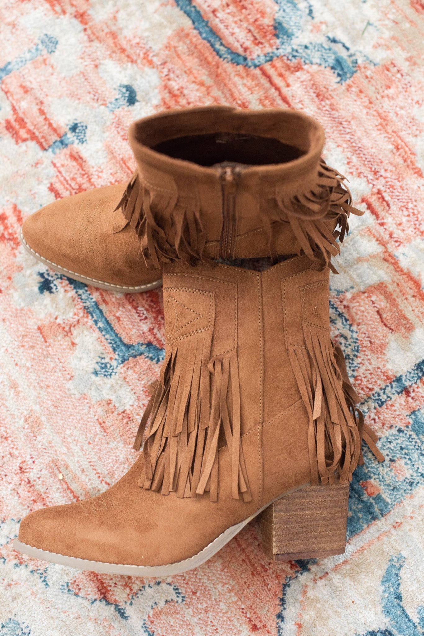Sandra Fringe Booties in Tan 110 Fashion Boots Naughty Monkey- Tilden Co.
