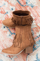 Sandra Fringe Booties in Tan 110 Fashion Boots Naughty Monkey- Tilden Co.