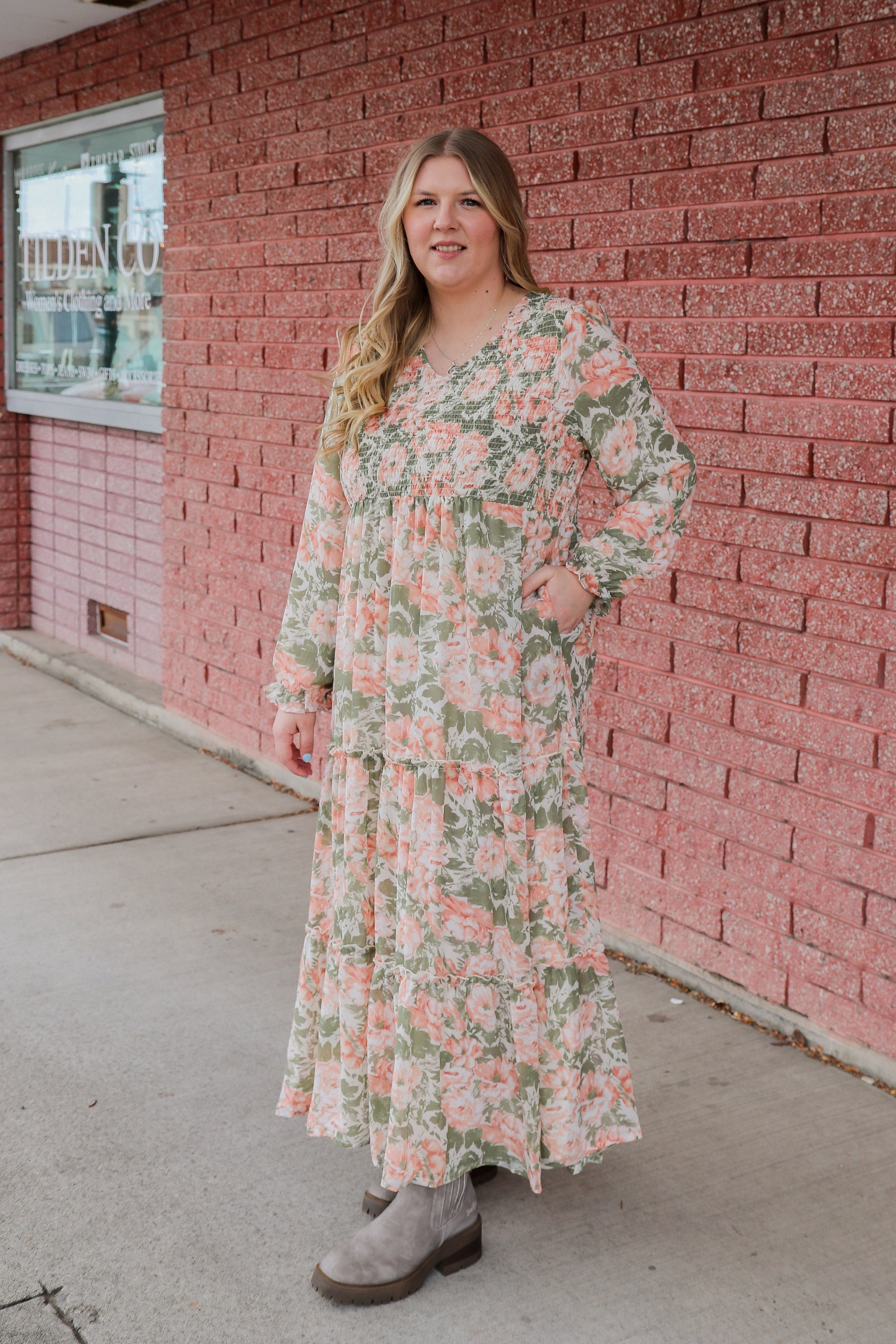 The September Dress in Peach Melody maxi dress Mikarose- Tilden Co.