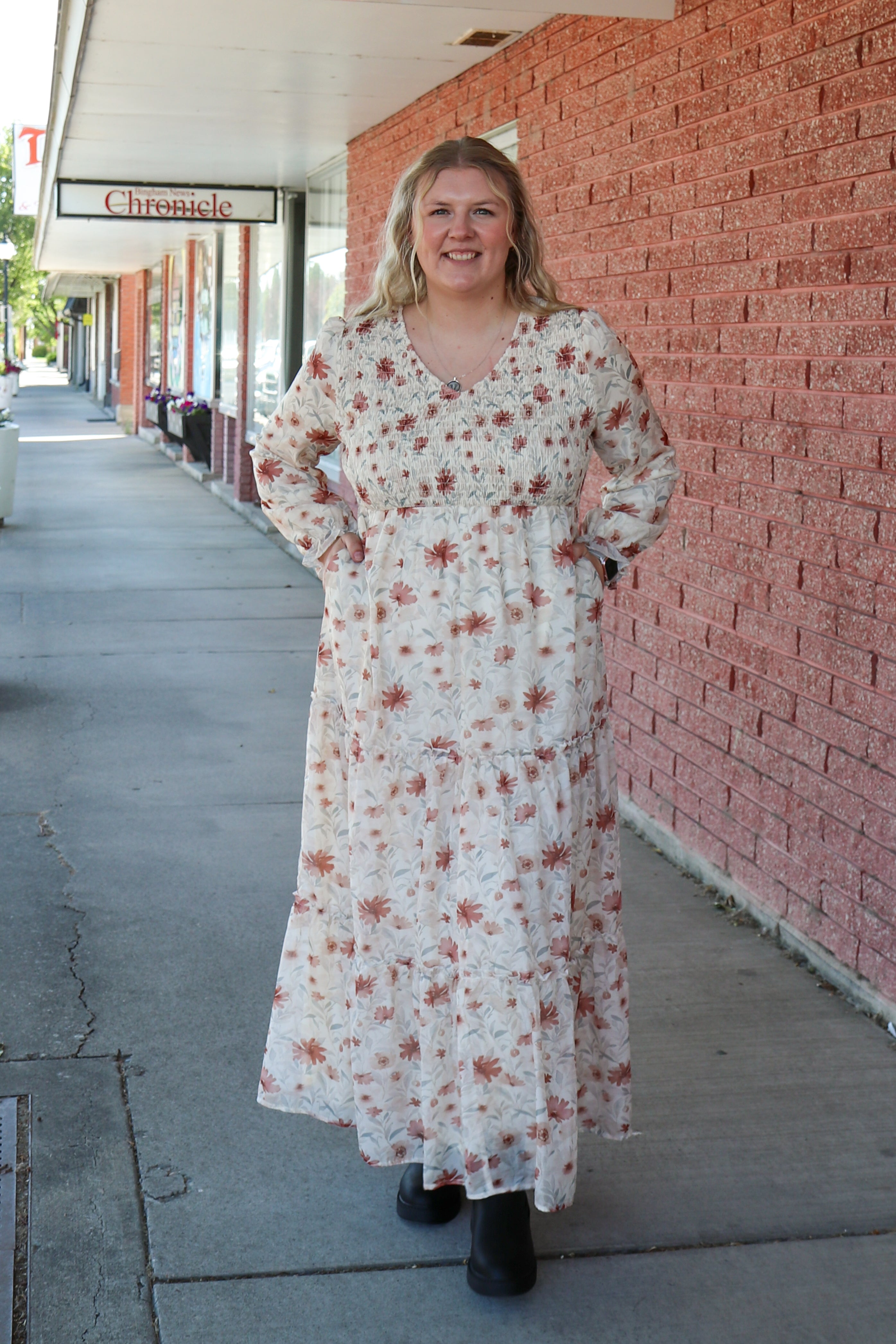 The September Dress in Burnished Bloom Shirts & Tops Mikarose- Tilden Co.