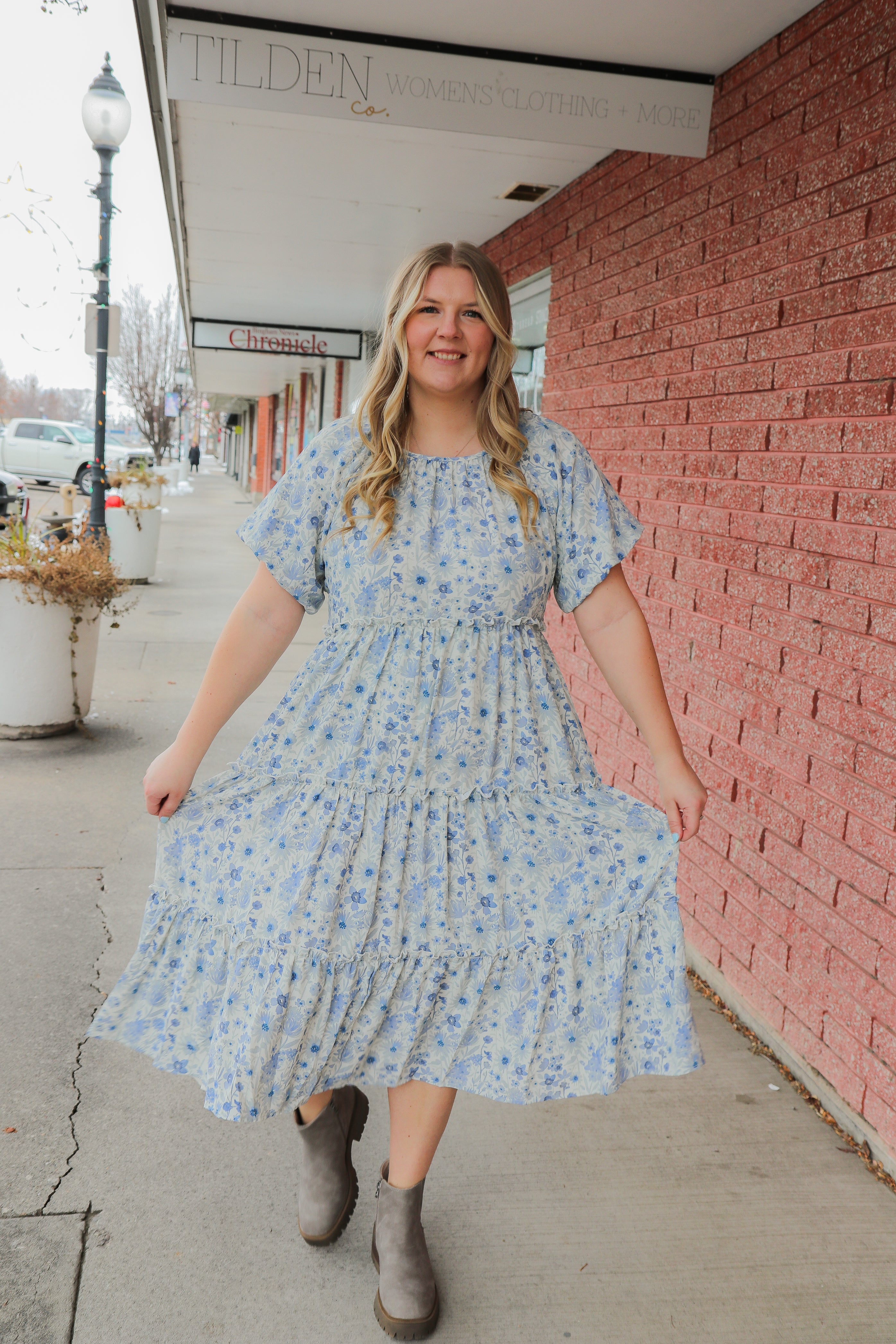 The Serena Dress in Berry Bliss Midi Dress Mikarose- Tilden Co.